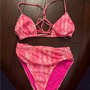Isabella Rose Pink Snake Print Bikini Set - Top: medium, bottom: small